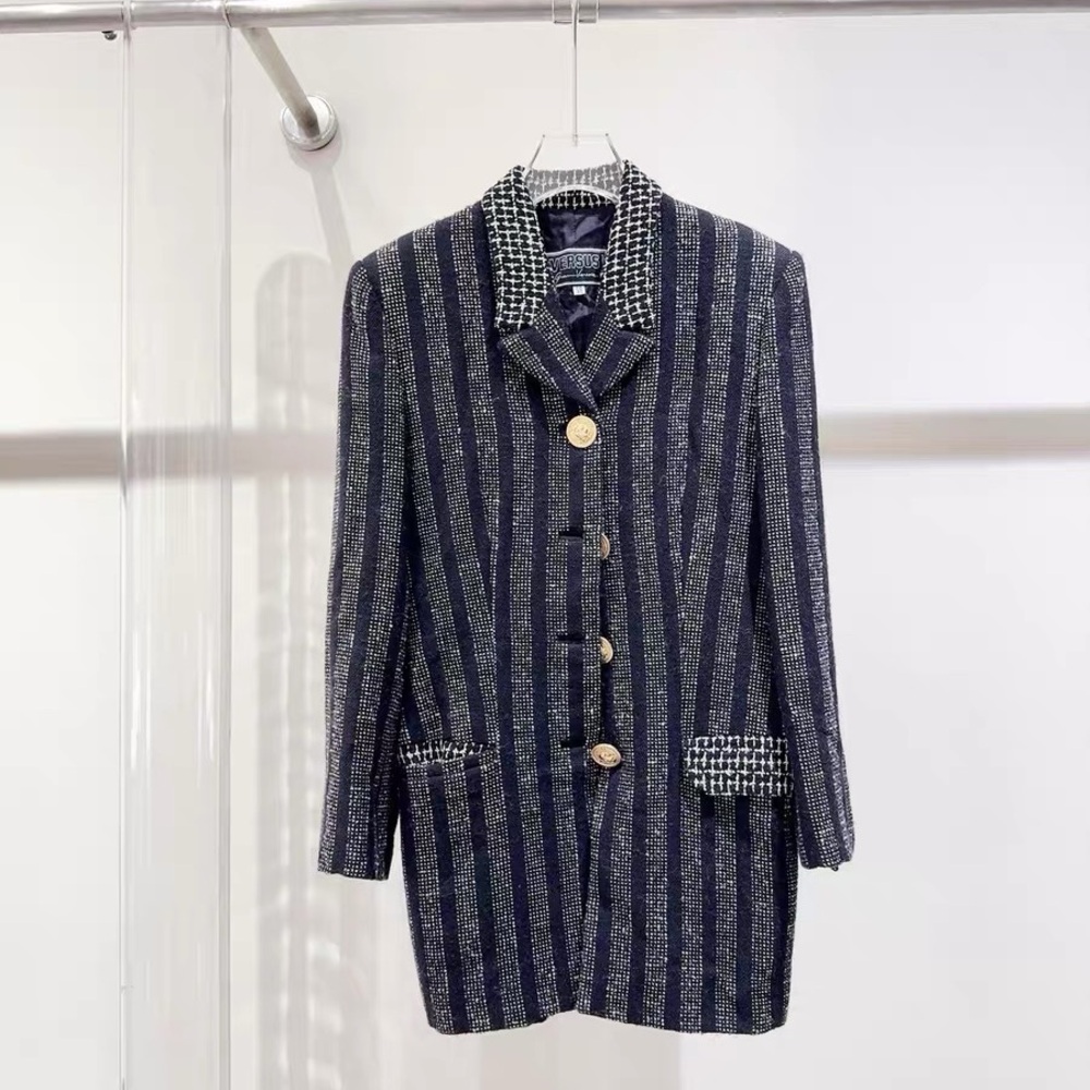 Authentic Versus Versace Navy and White Striped Blazer
